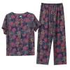 A 25-year new style of pajamas, short-sleeved shirts, long pants, full-body cotton and silk home wear, floral button cardigan set for middle-aged and elderly mothers Item Picture